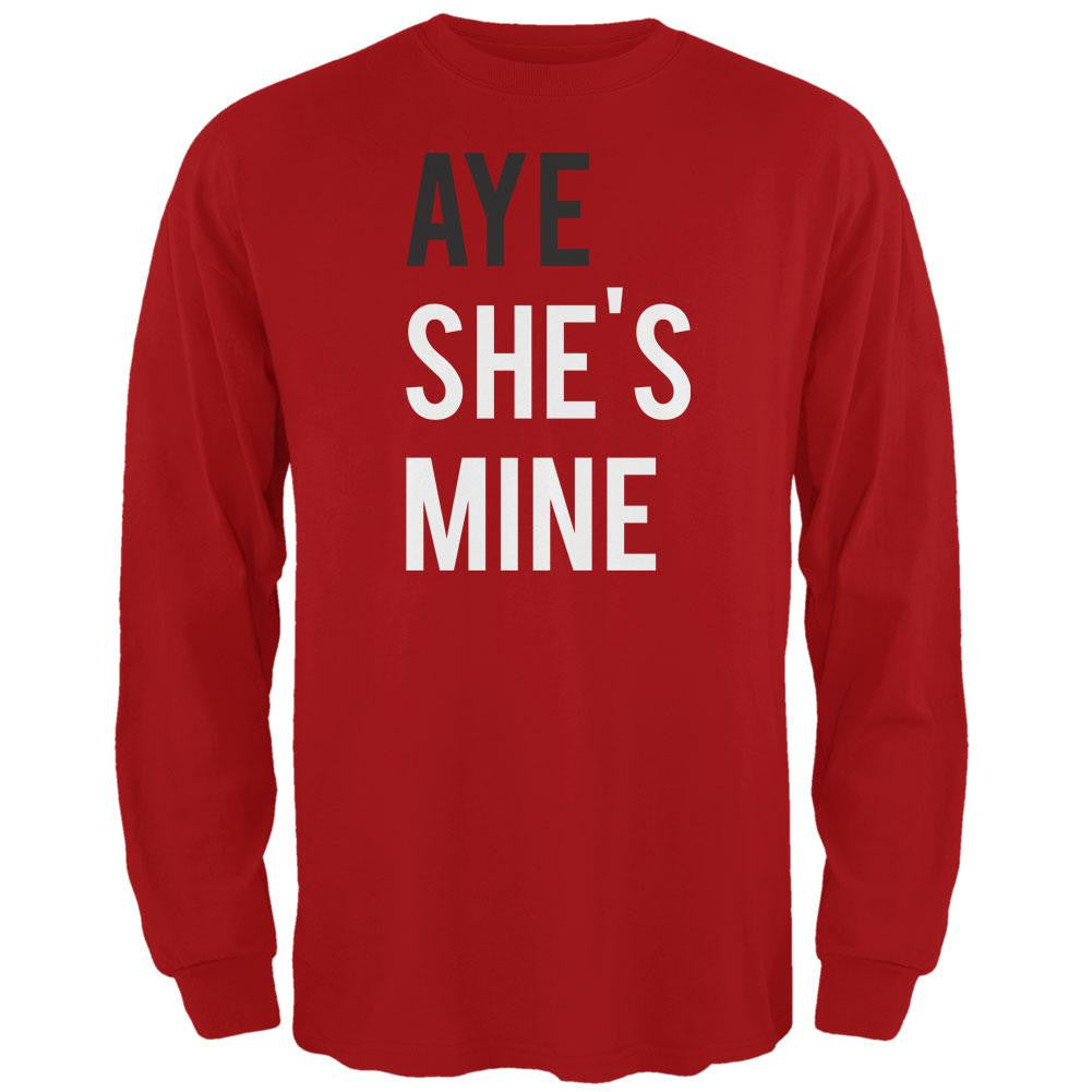 Valentine's Day AYE She's Mine Red Adult Long Sleeve T-Shirt Men's Long Sleeves Old Glory   