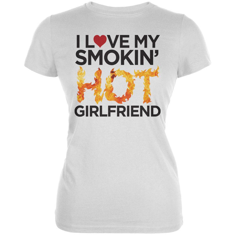 Valentine's Day I Love My Smokin Hot Girlfriend LGBT Red Juniors Soft T-Shirt Juniors T-Shirts Old Glory   