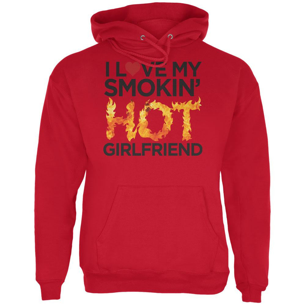 Valentine's Day I Love My Smokin Hot Girlfriend Red Adult Hoodie Men's Hoodies Old Glory   