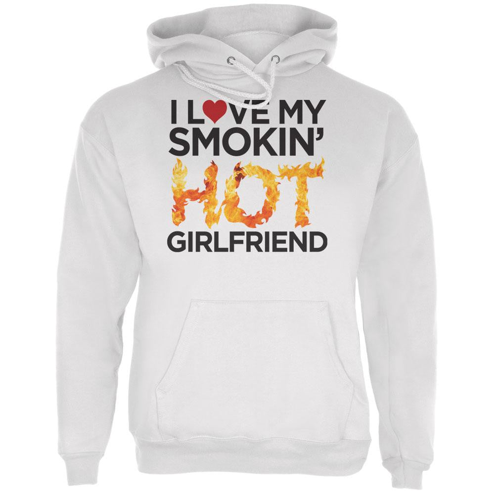 Valentine's Day I Love My Smokin Hot Girlfriend Red Adult Hoodie Men's Hoodies Old Glory   