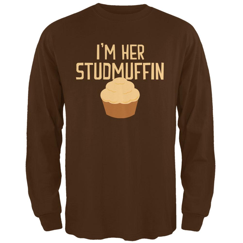 Valentine's Day I'm Her Studmuffin Brown Adult Long Sleeve T-Shirt Men's Long Sleeves Old Glory 2XL Brown 