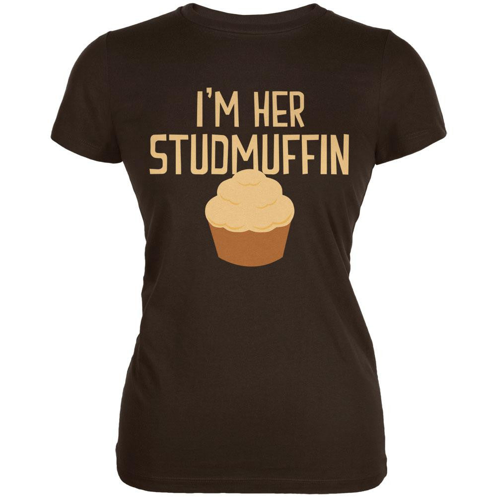 Valentine's Day I'm Her Studmuffin Brown Juniors Soft T-Shirt Juniors T-Shirts Old Glory   