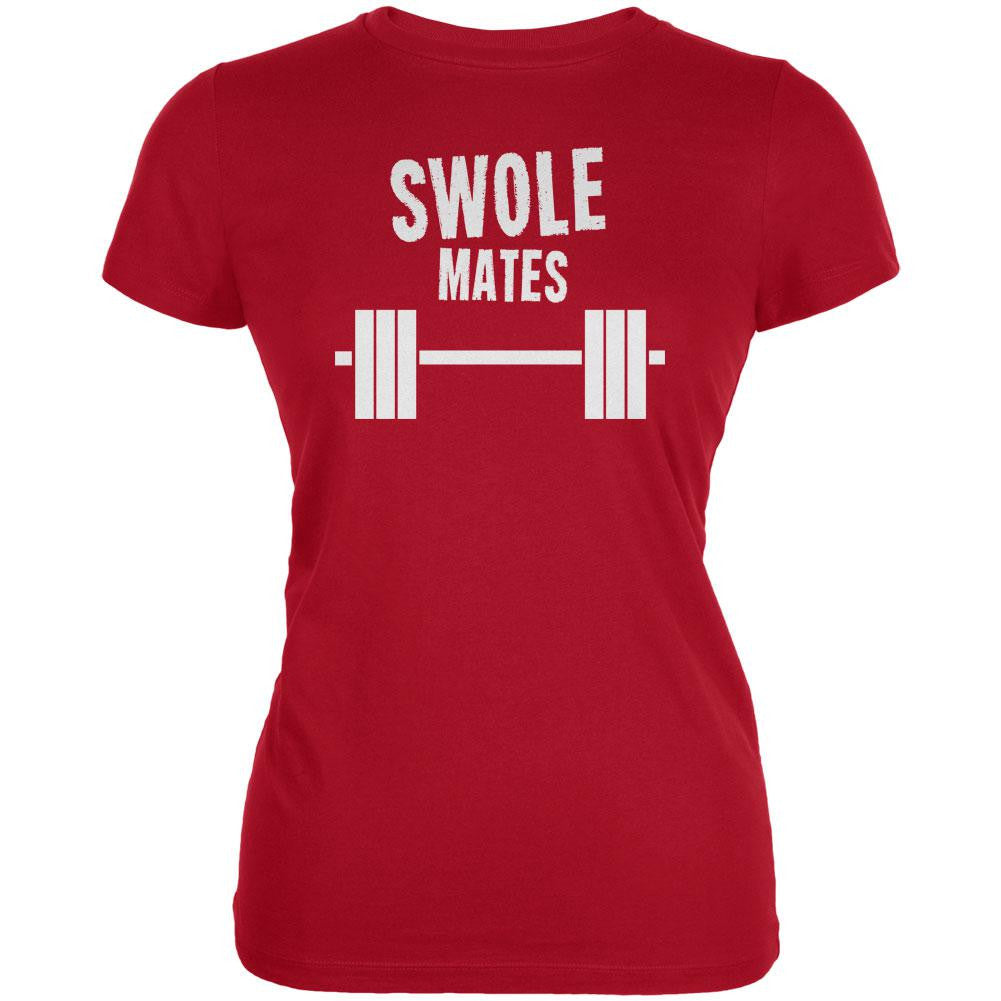 Valentine's Day Swole Mates Red Juniors Soft T-Shirt Juniors T-Shirts Old Glory   