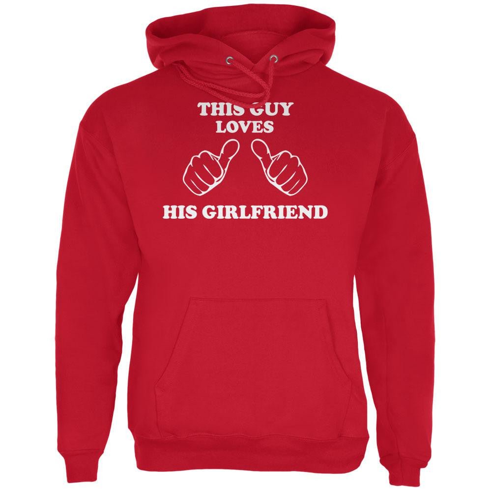 Valentine's Day This Guy Loves His Girlfriend Red Adult Hoodie Men's Hoodies Old Glory   