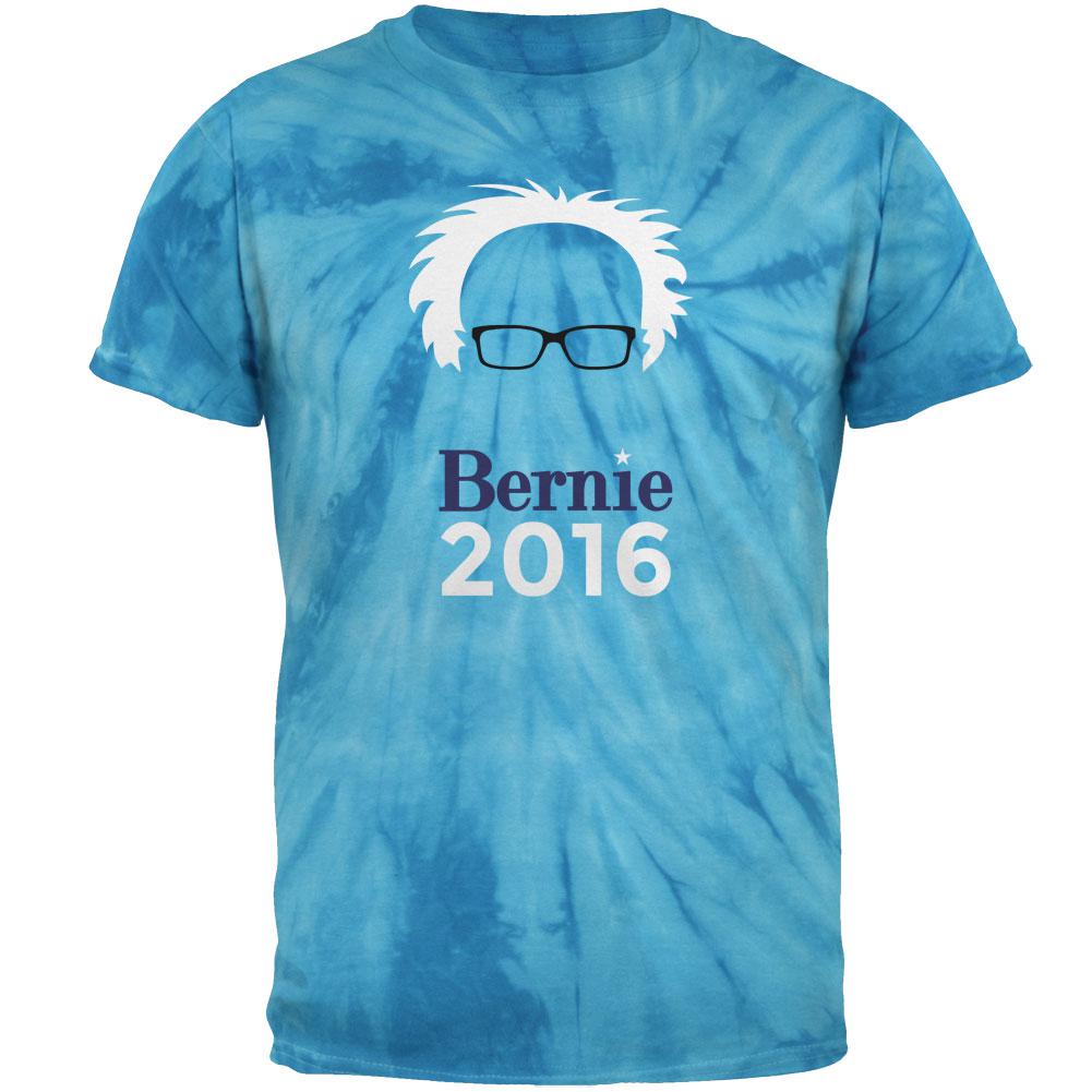 Election 2016 Bernie Sanders Hair Minimalist Blue Tie Dye Adult T-Shirt Men's T-Shirts Old Glory 2XL Blue 