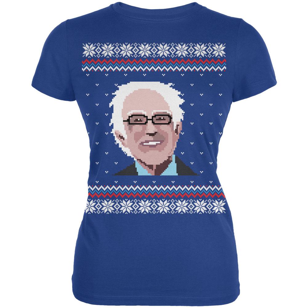 Election Bernie Sanders Ugly Xmas Sweater Royal Juniors Soft T-Shirt Juniors T-Shirts Old Glory 2XL Blue 