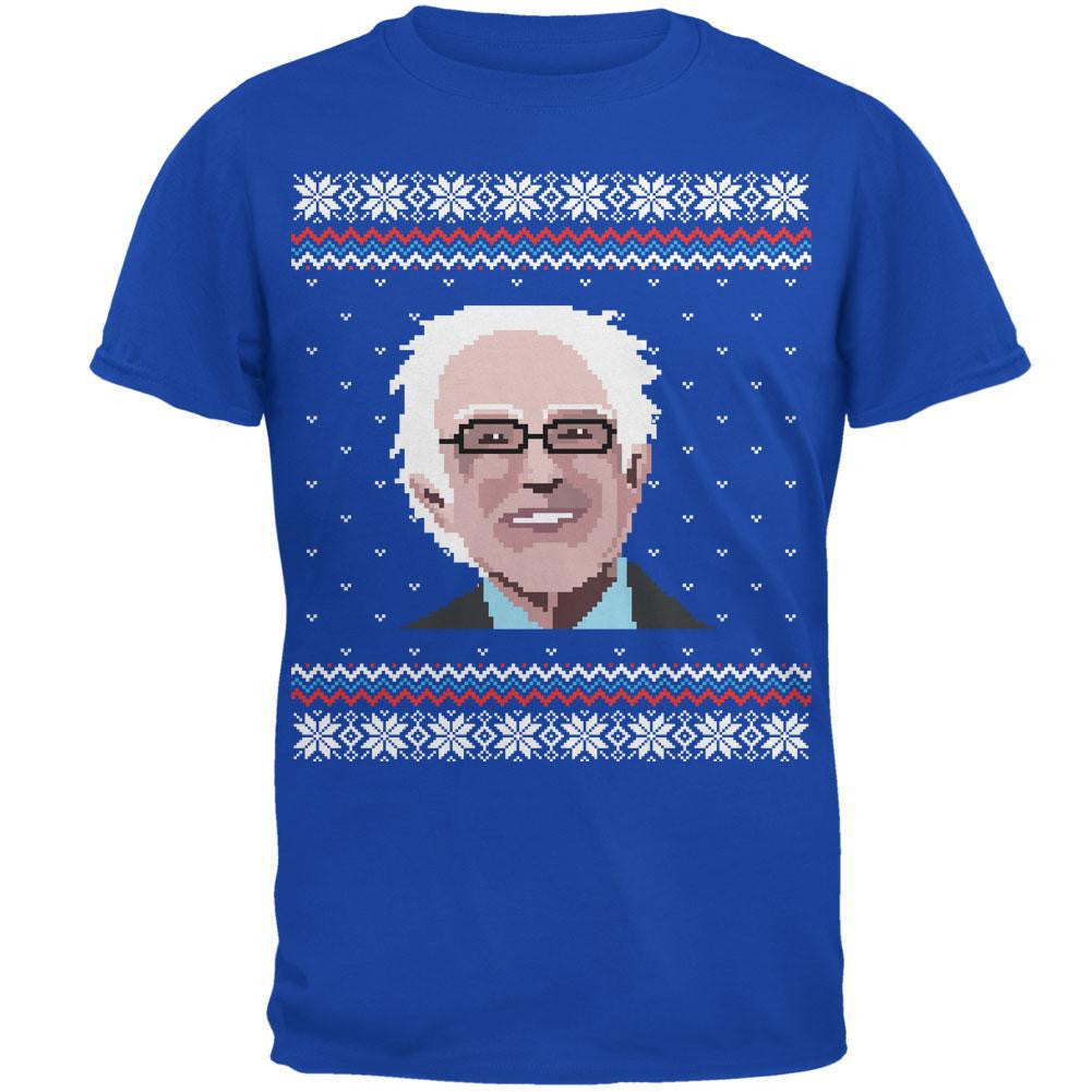 Election Bernie Sanders Ugly Xmas Sweater Royal Adult T-Shirt Men's T-Shirts Old Glory 2XL Blue 