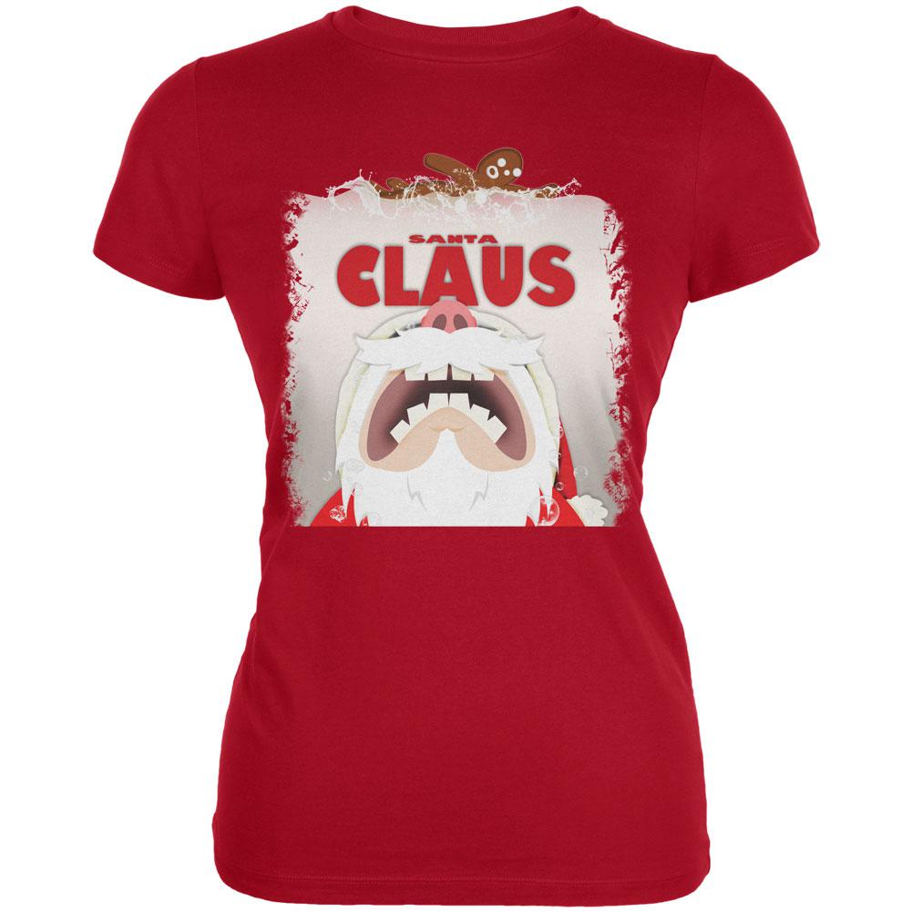 Christmas Santa Jaws Claus Horror Red Juniors Soft T-Shirt Juniors T-Shirts Old Glory 2XL Red 