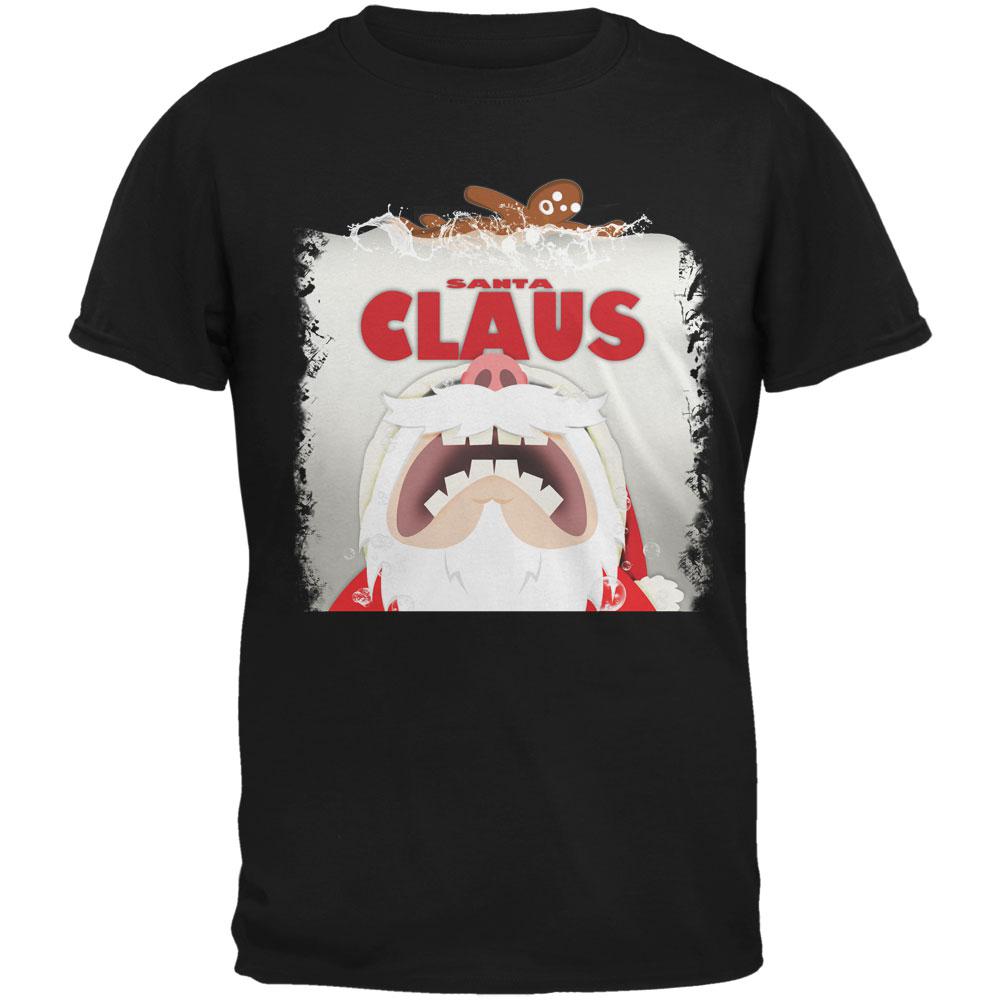 Christmas Santa Jaws Claus Horror Black Adult T-Shirt Men's T-Shirts Old Glory 2XL Black 