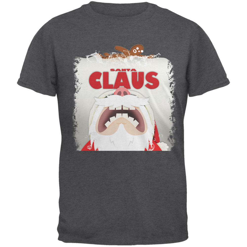 Christmas Santa Jaws Claus Horror Dark Heather Adult T-Shirt Men's T-Shirts Old Glory 2XL Grey 