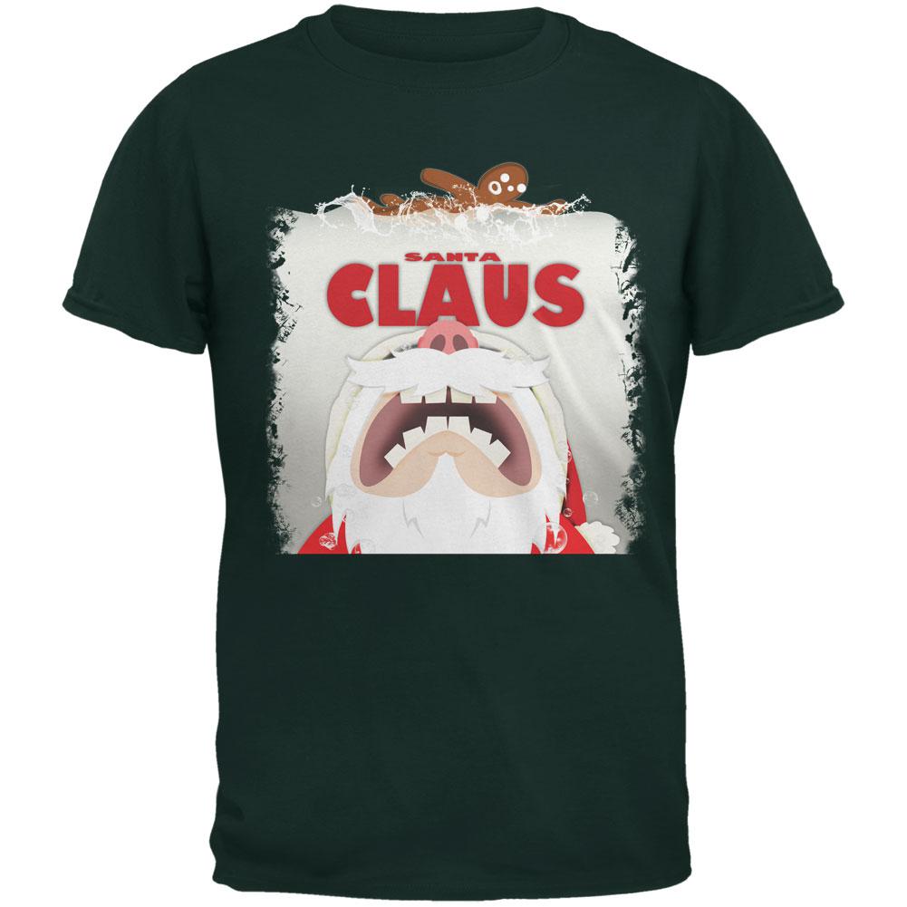 Christmas Santa Jaws Claus Horror Forest Adult T-Shirt Men's T-Shirts Old Glory 2XL Green 