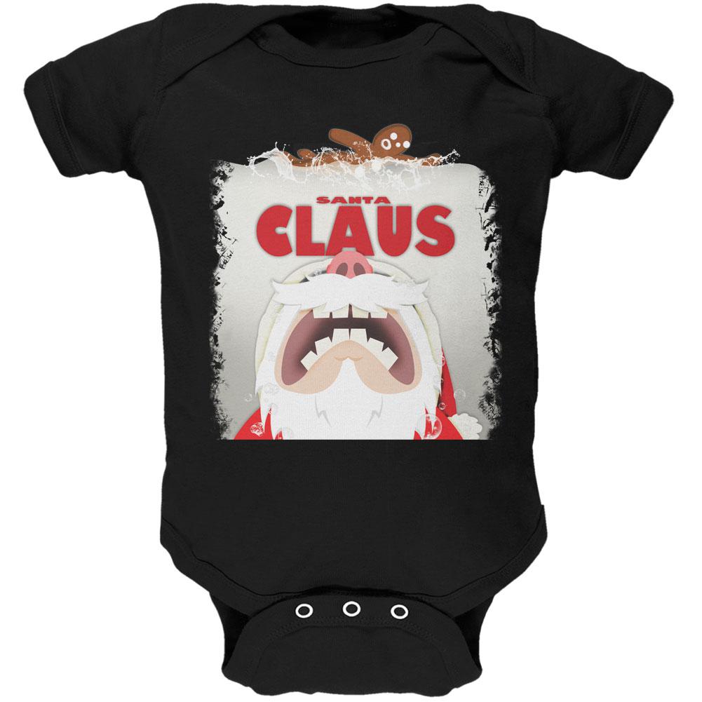 Christmas Santa Jaws Claus Horror Black Soft Baby One Piece Baby One Piece Old Glory 0-3M Black 