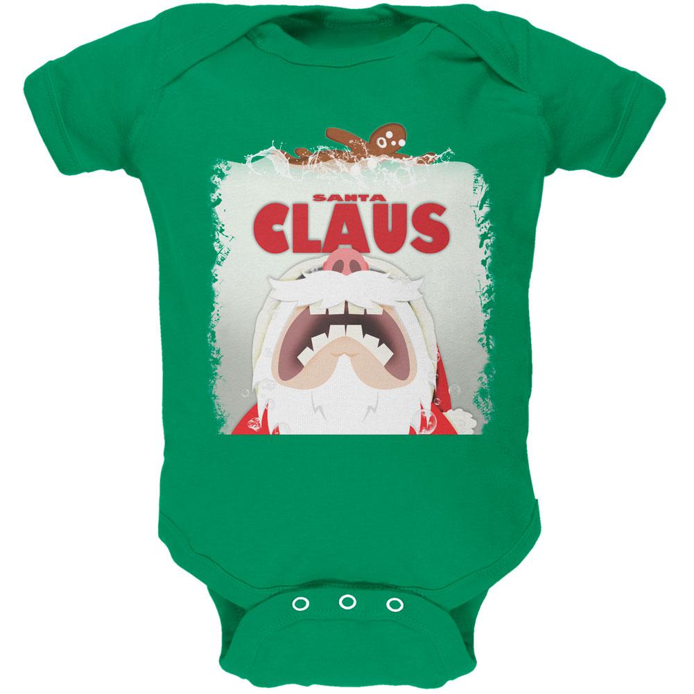 Christmas Santa Jaws Claus Horror Kelly Green Soft Baby One Piece Baby One Piece Old Glory 0-3M Green 