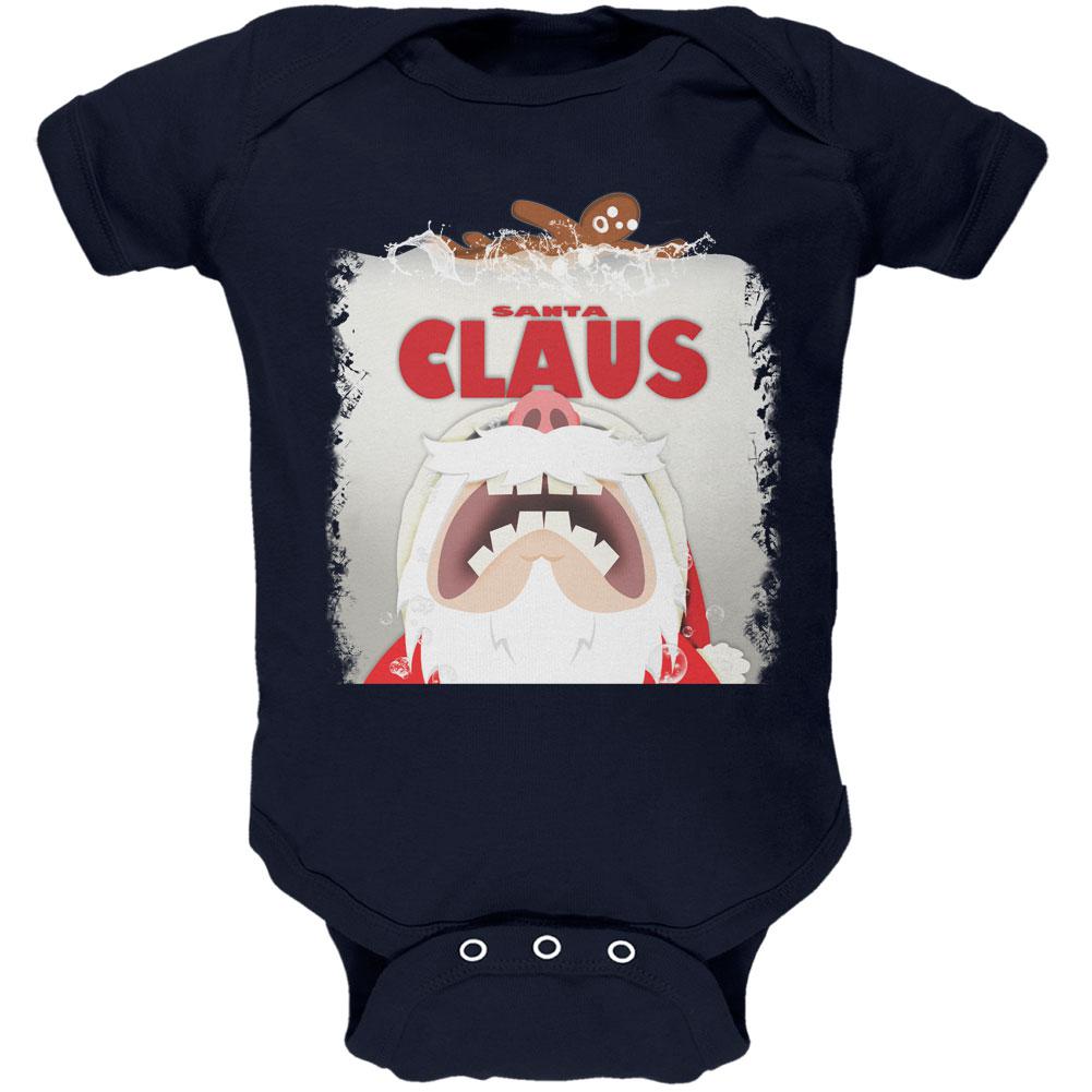 Christmas Santa Jaws Claus Horror Navy Soft Baby One Piece Baby One Piece Old Glory 0-3M Blue 