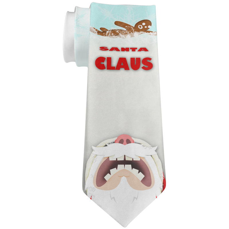 Christmas Santa Jaws Claus Horror All Over Neck Tie Men's Neck Ties Old Glory OS White 