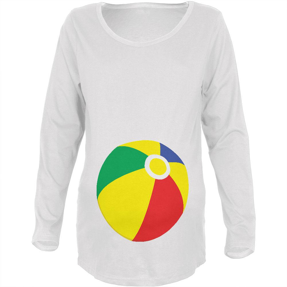 Beach Ball Summer White Maternity Soft Long Sleeve T-Shirt Maternity Long Sleeve T-Shirts Old Glory 2XL White 