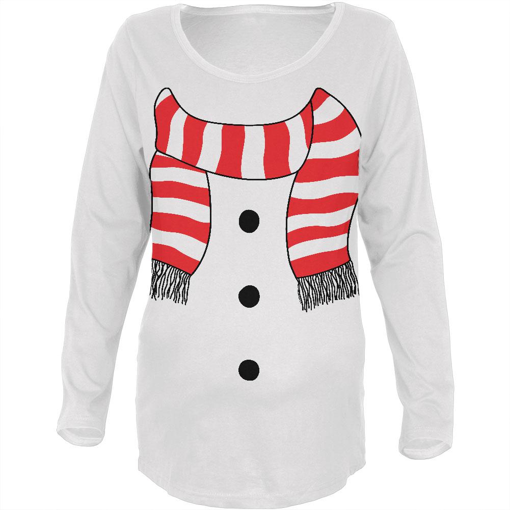 Halloween Snowman Suit Costume White Maternity Soft Long Sleeve T-Shirt Maternity Long Sleeve T-Shirts Old Glory 2XL White 