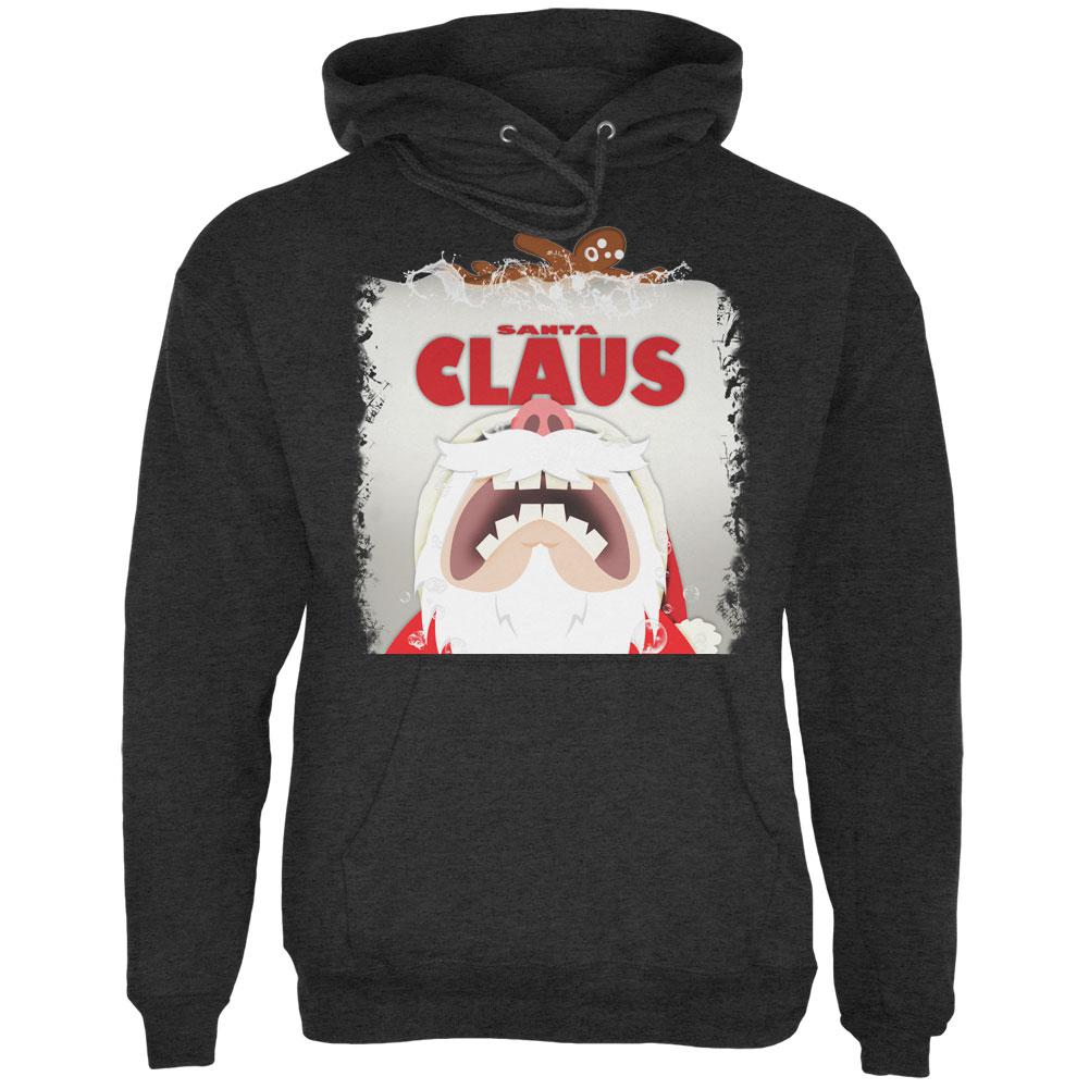 Christmas Santa Jaws Claus Horror Charcoal Heather Adult Hoodie Men's Hoodies Old Glory 2XL Grey 