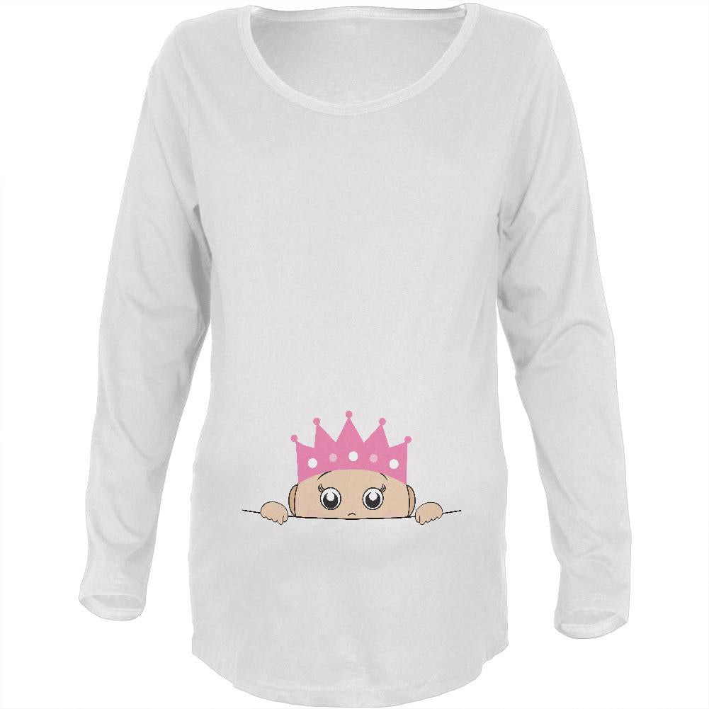 Peeking Baby My Little Princess White Maternity Soft Long Sleeve T-Shirt Maternity Long Sleeve T-Shirts Old Glory 2XL White 