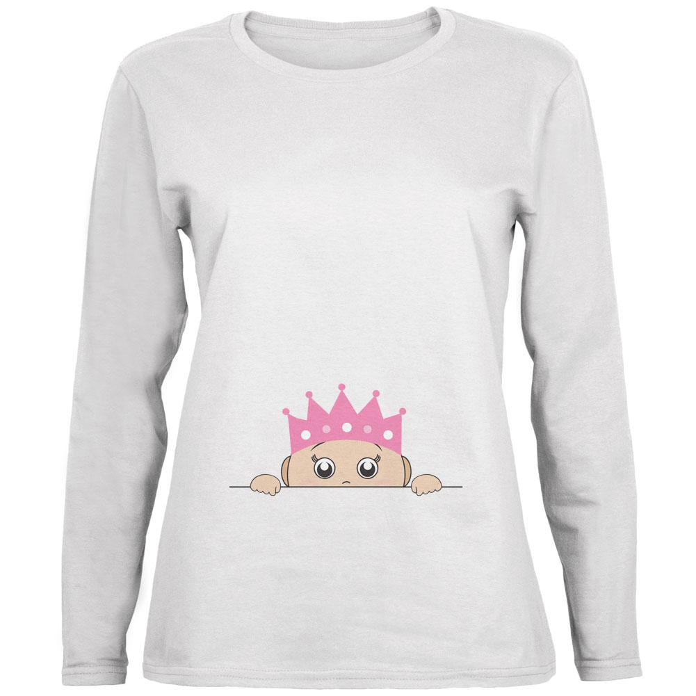 Peeking Baby My Little Princess White Womens Long Sleeve T-Shirt Women's Long Sleeves Old Glory 2XL White 