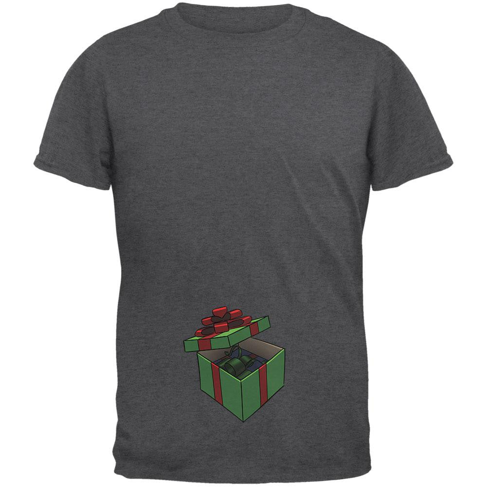 Box In A Box Christmas Gift Dark Heather Adult T-Shirt Men's T-Shirts Old Glory 2XL Grey 