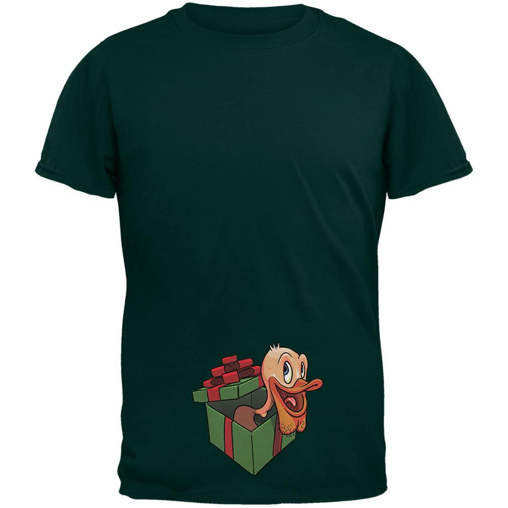 Duck In A Box Christmas Gift Forest Adult T-Shirt Men's T-Shirts Old Glory 2XL Green 