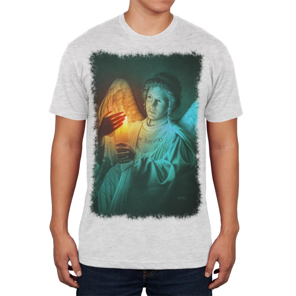 Christmas Angel of Light Heather White Soft Adult T-Shirt Men's T-Shirts Old Glory 2XL White 