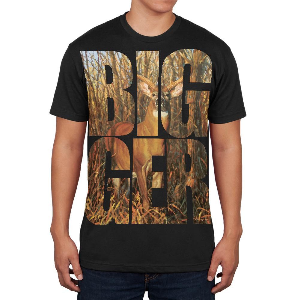 Size Does Matter Deer Buck Black Adult Soft T-Shirt Men's T-Shirts Old Glory 2XL Black 