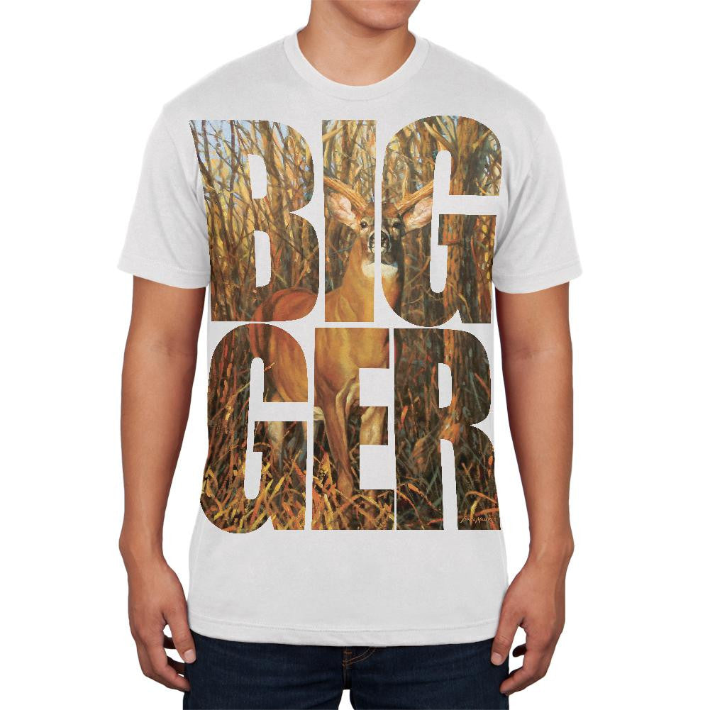 Size Does Matter Deer Buck White Adult Soft T-Shirt Men's T-Shirts Old Glory 2XL White 