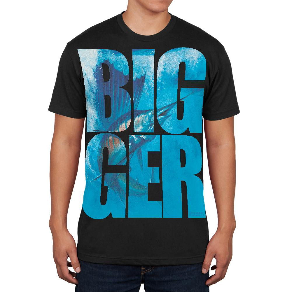 Size Does Matter Sailfish Black Adult Soft T-Shirt Men's T-Shirts Old Glory 2XL Black 