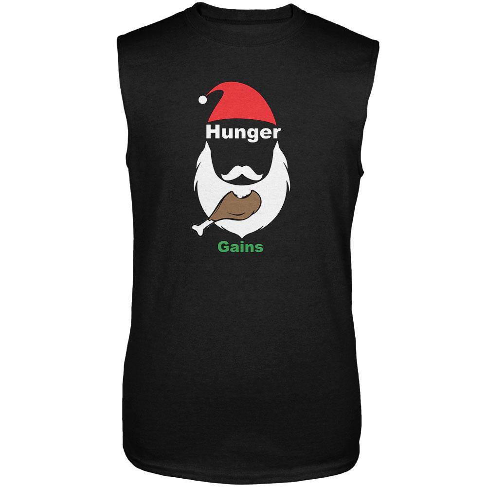 Christmas Hunger Gains Santa Black Adult Sleeveless T-Shirt Men's Sleeveless T-Shirts Old Glory 2XL Black 