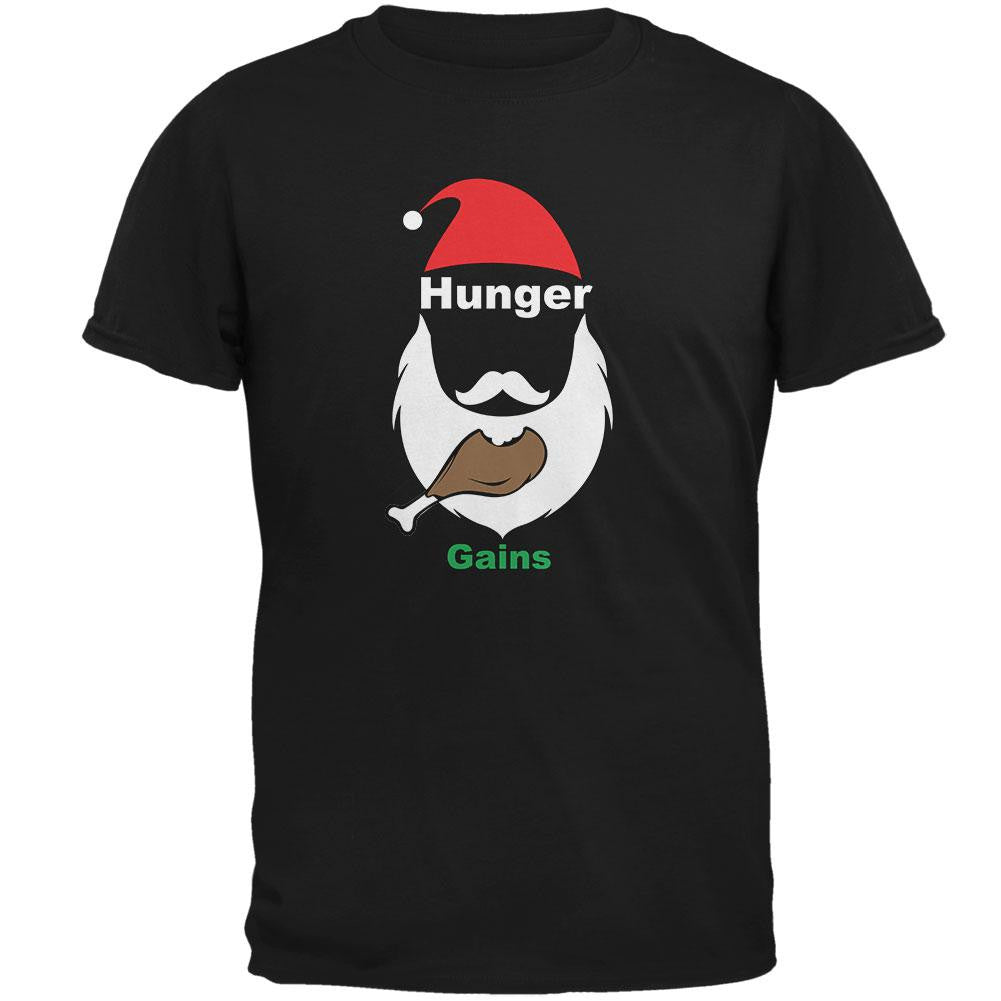 Christmas Hunger Gains Santa Black Adult T-Shirt Men's T-Shirts Old Glory 2XL Black 