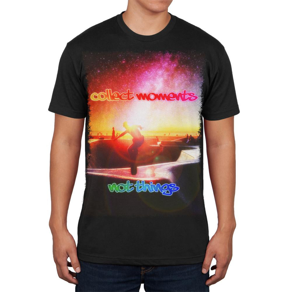 Collect Moments Not Things Black Adult Soft T-Shirt Men's T-Shirts Old Glory 2XL Black 