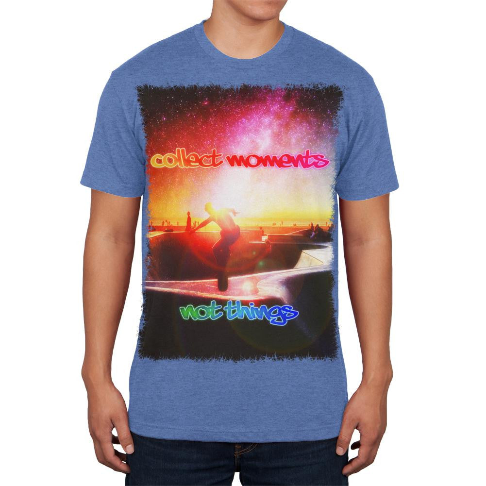 Collect Moments Not Things Heather Blue Adult Soft T-Shirt Men's T-Shirts Old Glory 2XL Blue 