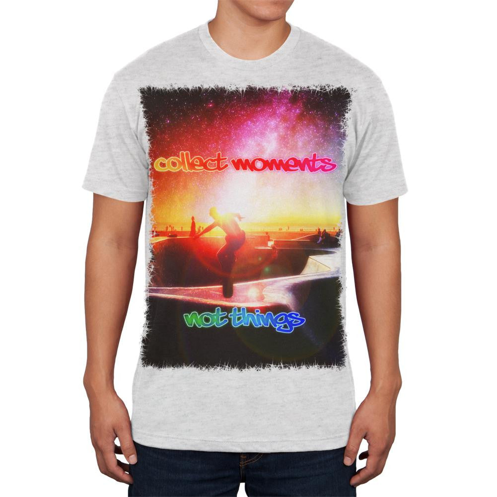 Collect Moments Not Things Heather White Adult Soft T-Shirt Men's T-Shirts Old Glory 2XL White 