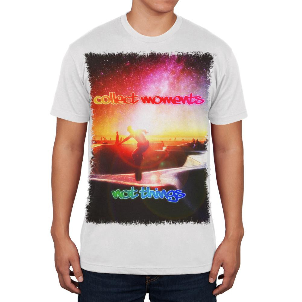 Collect Moments Not Things White Adult Soft T-Shirt Men's T-Shirts Old Glory 2XL White 