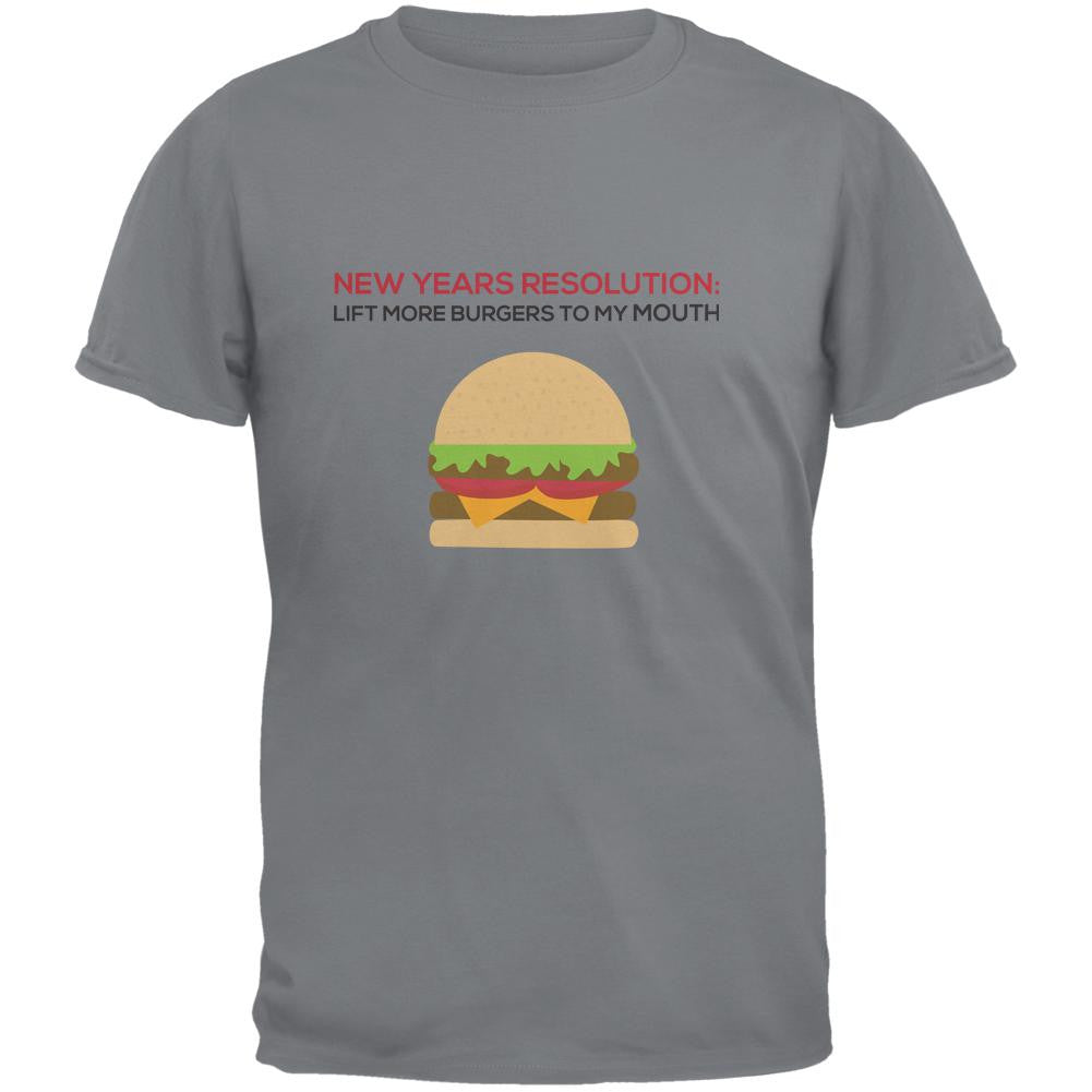 New Years Resolution Burger Gravel Grey Adult T-Shirt Men's T-Shirts Old Glory 2XL Grey 