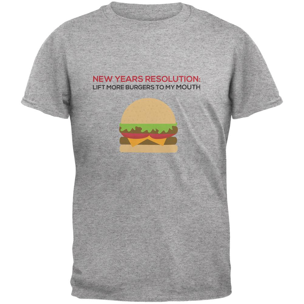 New Years Resolution Burger Heather Grey Adult T-Shirt Men's T-Shirts Old Glory 2XL Grey 