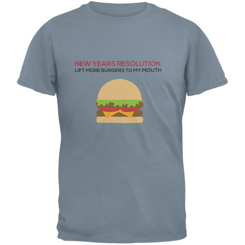 New Years Resolution Burger Storm Grey Adult T-Shirt Men's T-Shirts Old Glory 2XL Grey 