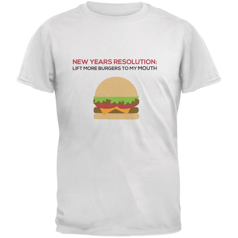 New Years Resolution Burger White Adult T-Shirt Men's T-Shirts Old Glory 2XL White 