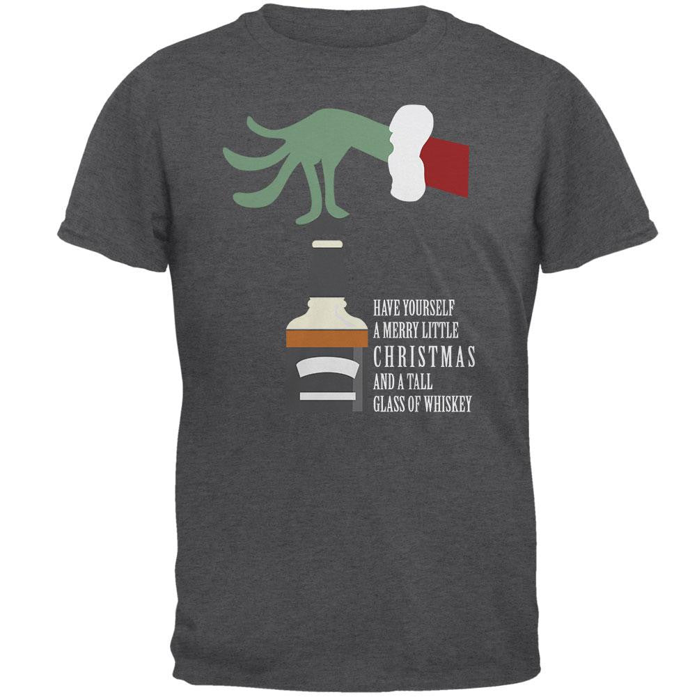 Christmas Merry Little Whiskey Dark Heather Adult T-Shirt Men's T-Shirts Old Glory 2XL Grey 