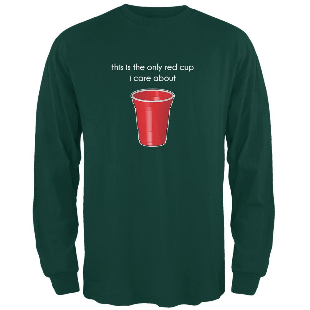 The Only Red Cup I Care About Forest Adult Long Sleeve T-Shirt Men's Long Sleeves Old Glory 2XL Green 