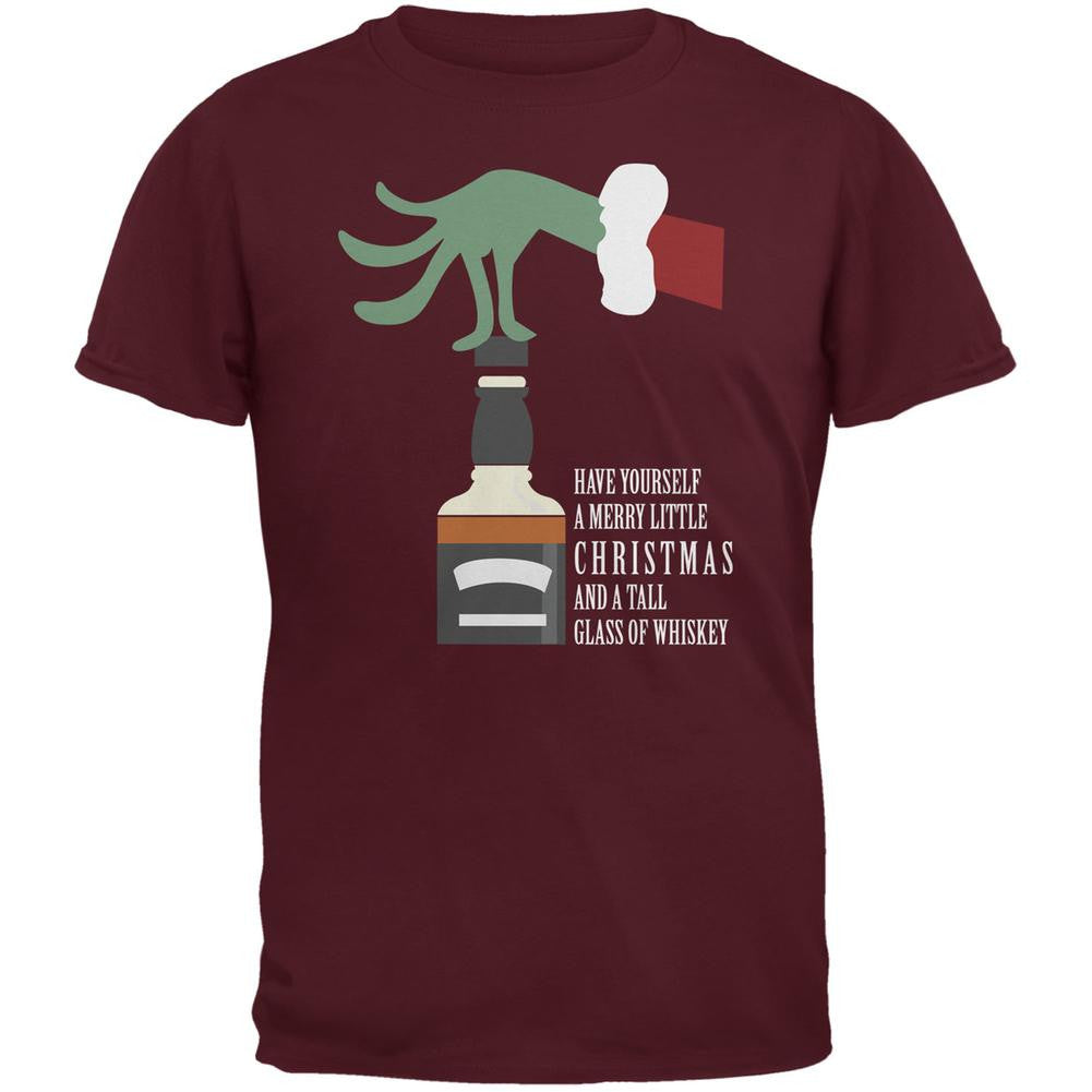 Christmas Merry Little Whiskey Maroon Adult T-Shirt Men's T-Shirts Old Glory 2XL Red 