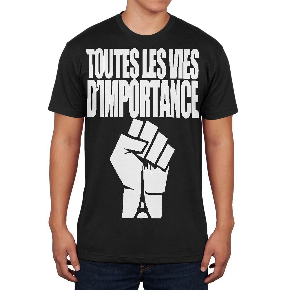 Toutes les Vies D'Importance Black Adult Soft T-Shirt Men's T-Shirts Old Glory SM Black 