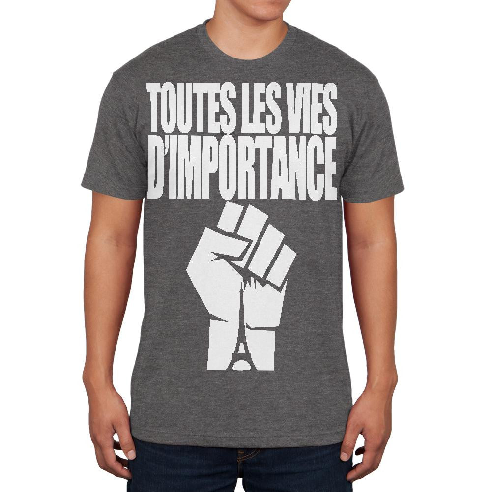 Toutes les Vies D'Importance Dark Heather Adult Soft T-Shirt Men's T-Shirts Old Glory SM Grey 