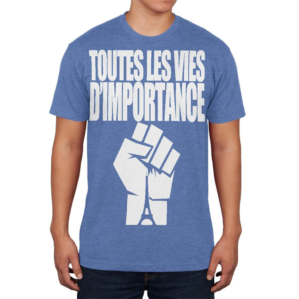 Toutes les Vies D'Importance Heather Blue Adult Soft T-Shirt Men's T-Shirts Old Glory SM Blue 