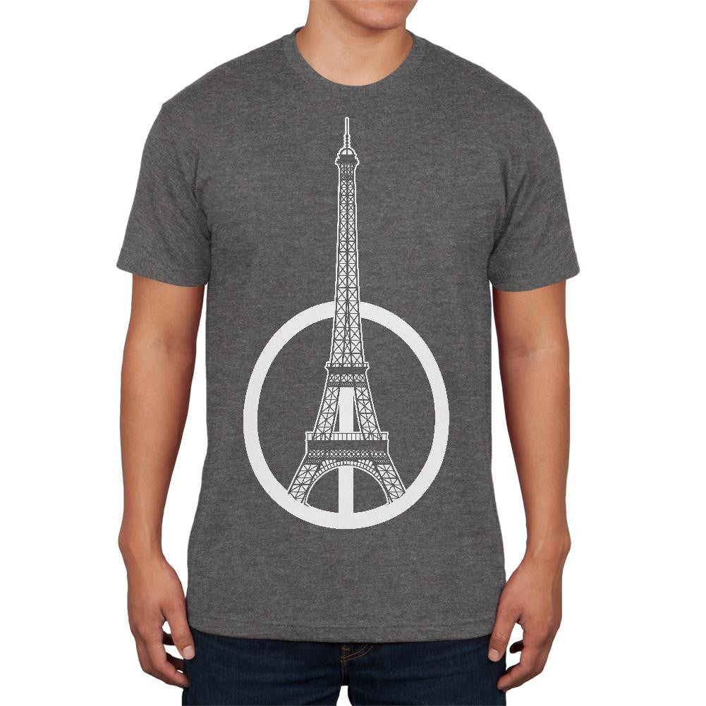 Peace for Paris Dark Heather Adult Soft T-Shirt Men's T-Shirts Old Glory 2XL Grey 