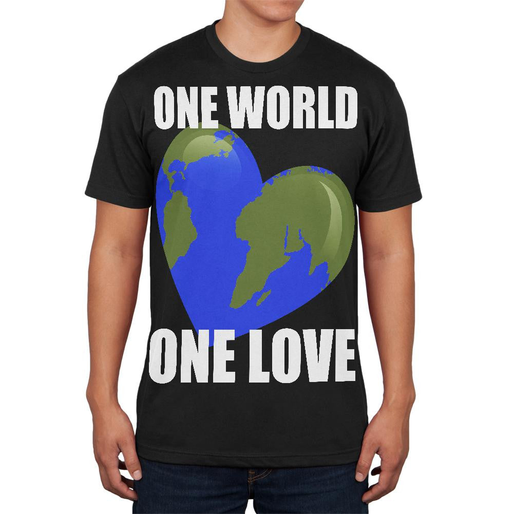 One World One Love Black Adult Soft T-Shirt Men's T-Shirts Old Glory 2XL Black 