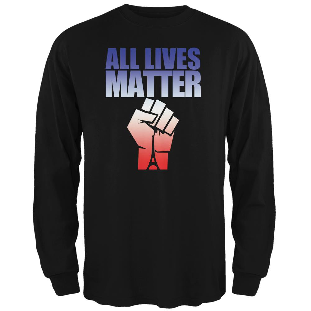 All Lives Matter Paris Raised Fist Black Adult Long Sleeve T-Shirt Men's Long Sleeves Old Glory SM Black 