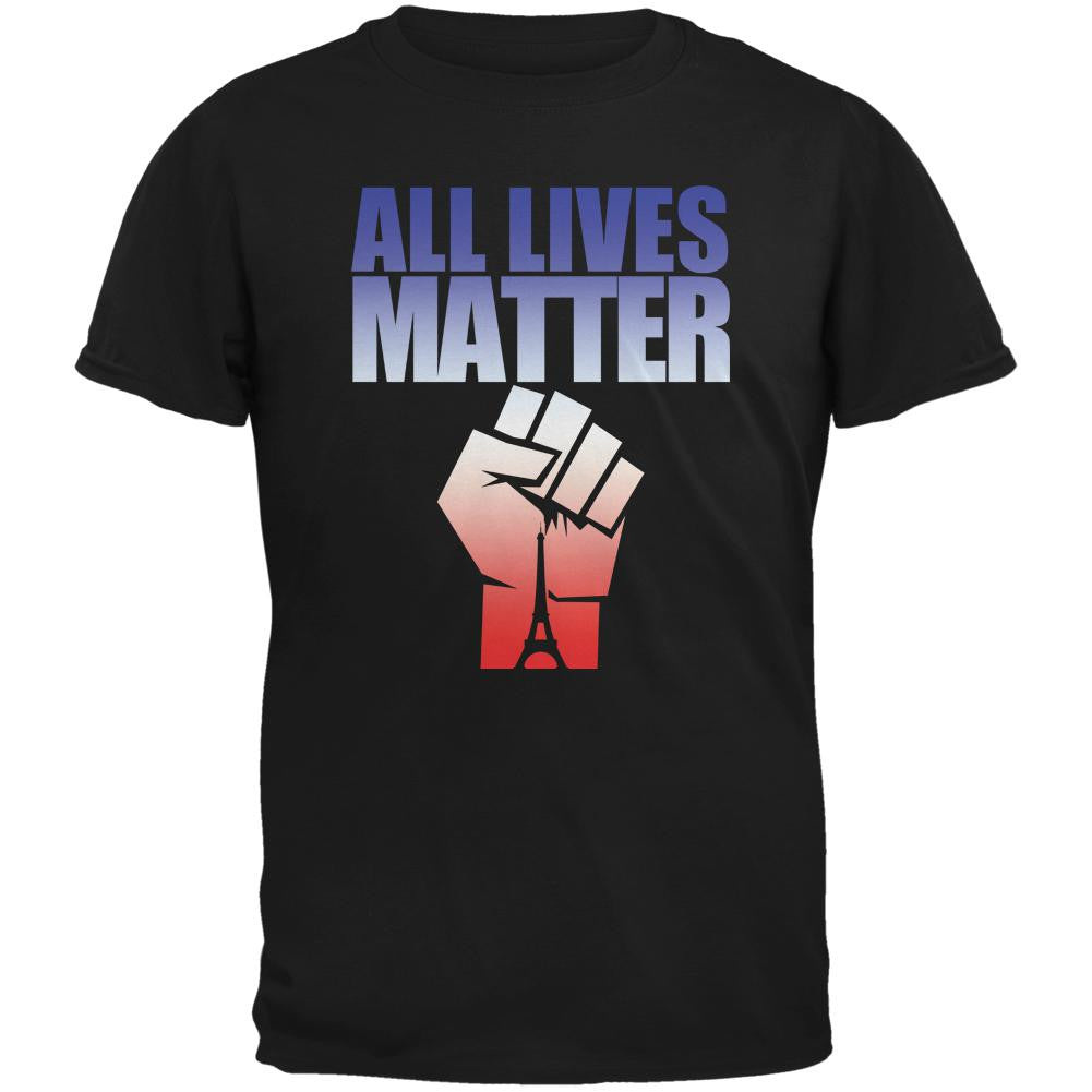 All Lives Matter Paris Raised Fist Black Adult T-Shirt Men's T-Shirts Old Glory SM Black 